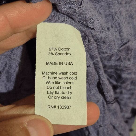 Noblu Women's Purple Pucker Bonita Three-quarter Sleeves Pointed Front Hem Top M - Picture 4 of 7